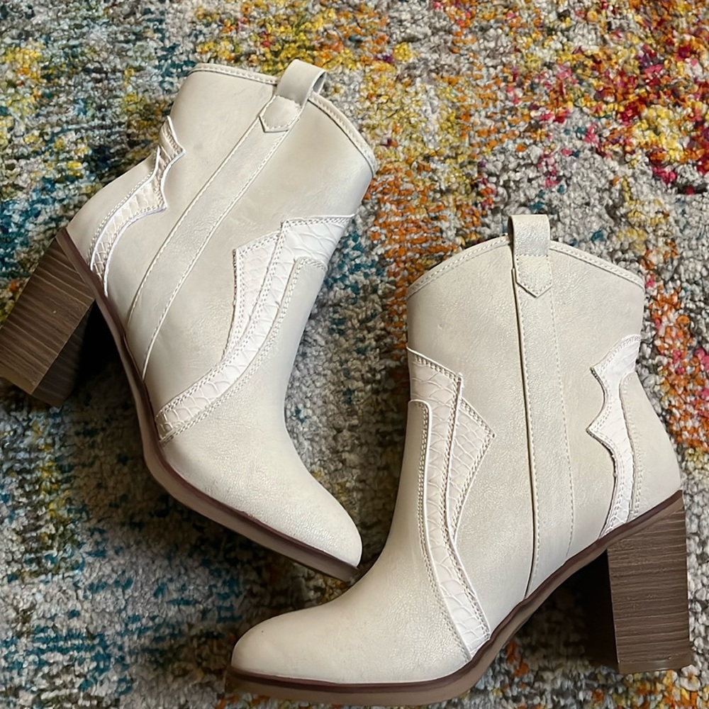 Altar'd State Cream Ankle Boots